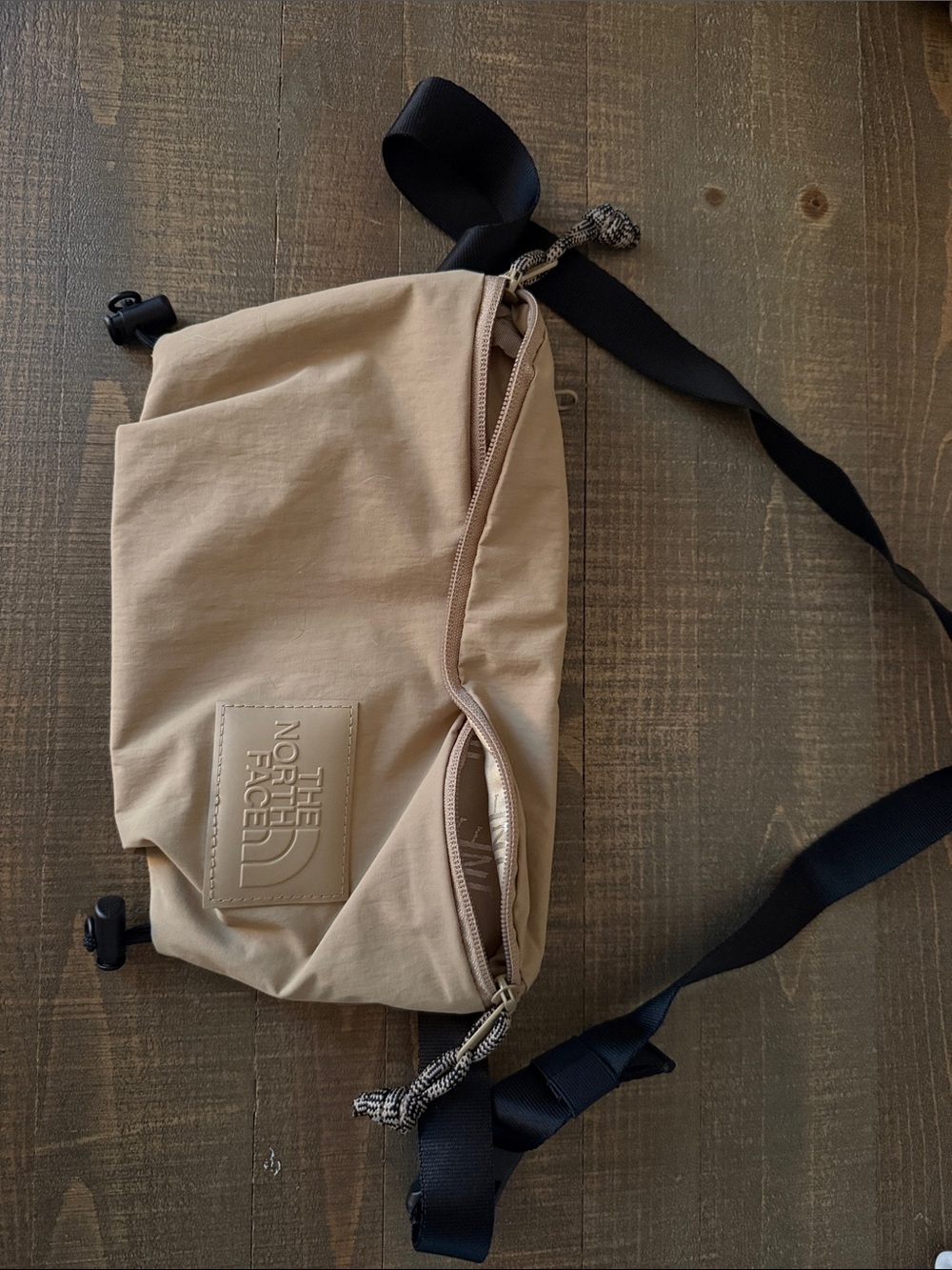 The North Face Beige/Tan Belt Sling Bag with Black Strap